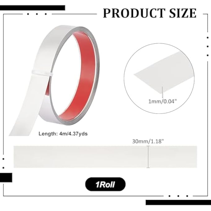 4M WALL MOLDING TRIM STAINLESS STEEL SELF-ADHESIVE FLEXIBLE MOLDING TRIM METAL MOLDING WALL TRIM CEILING MOLDING TRIM PEEL AND STICK TRIM MOLDING FOR WALL MIRROR FURNITURE DOOR,30MM WIDE - Image 3