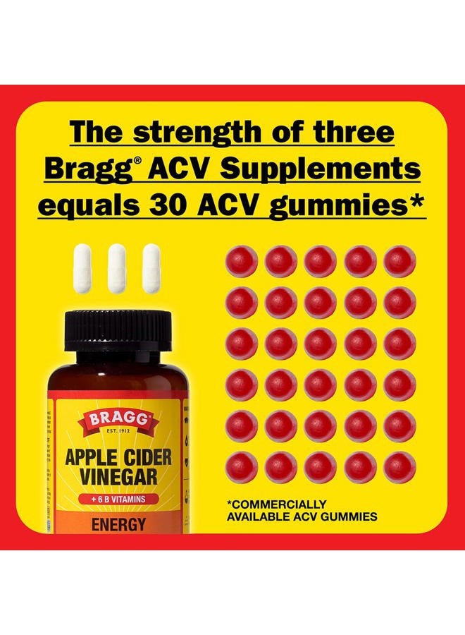 Bragg Energy Apple Cider Vinegar Capsules with B Vitamins - 90 Capsules - Helps Generate Energy at Cellular Level - Image 4
