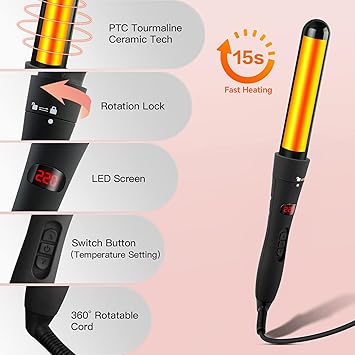 Wechip Curling Wand Set WeChip 5 in 1 Curling Tongs with Ceramic Tourmaline 3 Barrel Hair Waver Hair Straightener Brush Curling Irons 9mm32mm Storage Box LED Display Hair Curler for All Hair Styling - Image 3