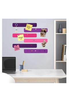 SYOSI 6Pcs Rectangle Felt Cork Board Bar Strips with 35 Pushpins, Self Adhesive DIY Bulletin Board for Office School Home Wall Decor Stickers Memos Schedules Photos Display(Gradual Purple)  - Image 3
