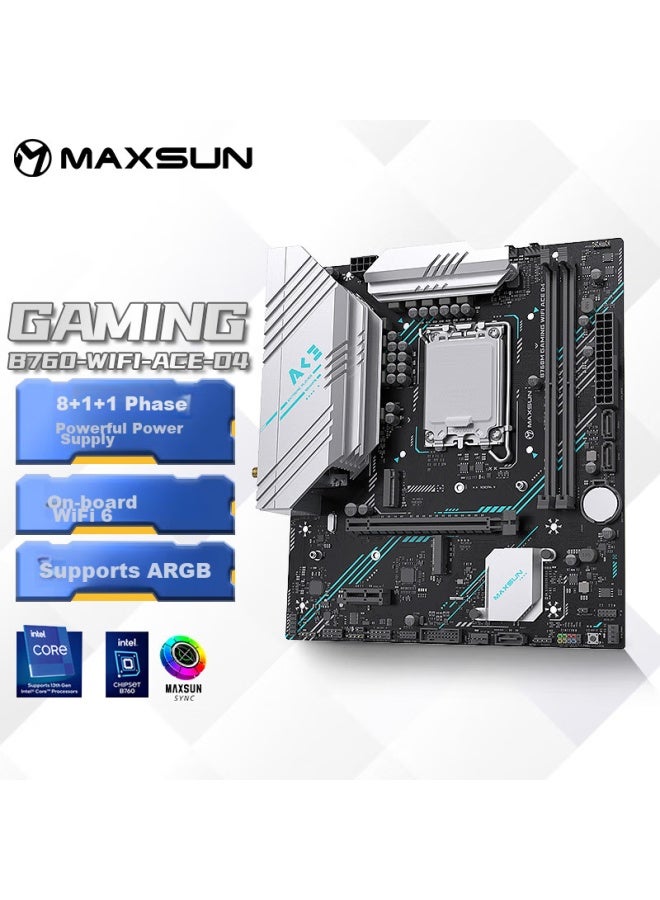 MAXSUN Mingxuan Ms-b760m Gaming Wifi Ace D4 Cpu 12490f/13400f/13600kf - Image 1