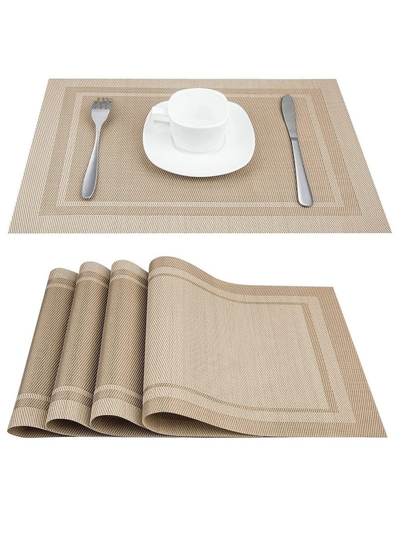 4 Pieces Placemat High-quality PVC Material Heat Insulation Anti-oil Not Easy to Mold Suitable for Home Use Hotel Restaurant Cafe Etc Beige 45x30 cm - Image 1