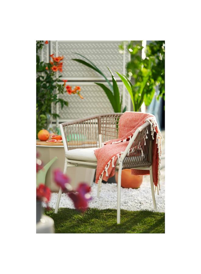 زبون كرسي بمساند للذراعين، خارجي، أبيض/بيج - Image 5