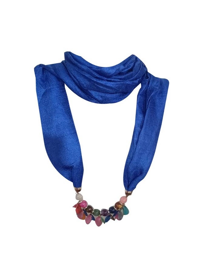 Niue Fashion Pendant Plain Scarf Necklace Stole Dupatta Stoles Muffler Wrap Scarves for Women and Girls (Blue) - Image 1