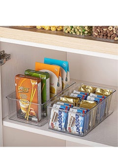 MIXDE 4 PACK Food Storage Organizer Bin Box Container - 4 Compartment Holder for Packets, Pouches, Ideal for Kitchen, Pantry, Fridge, Countertop Organization  - Image 3