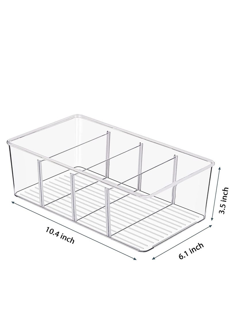 MIXDE 4 PACK Food Storage Organizer Bin Box Container - 4 Compartment Holder for Packets, Pouches, Ideal for Kitchen, Pantry, Fridge, Countertop Organization  - Image 2