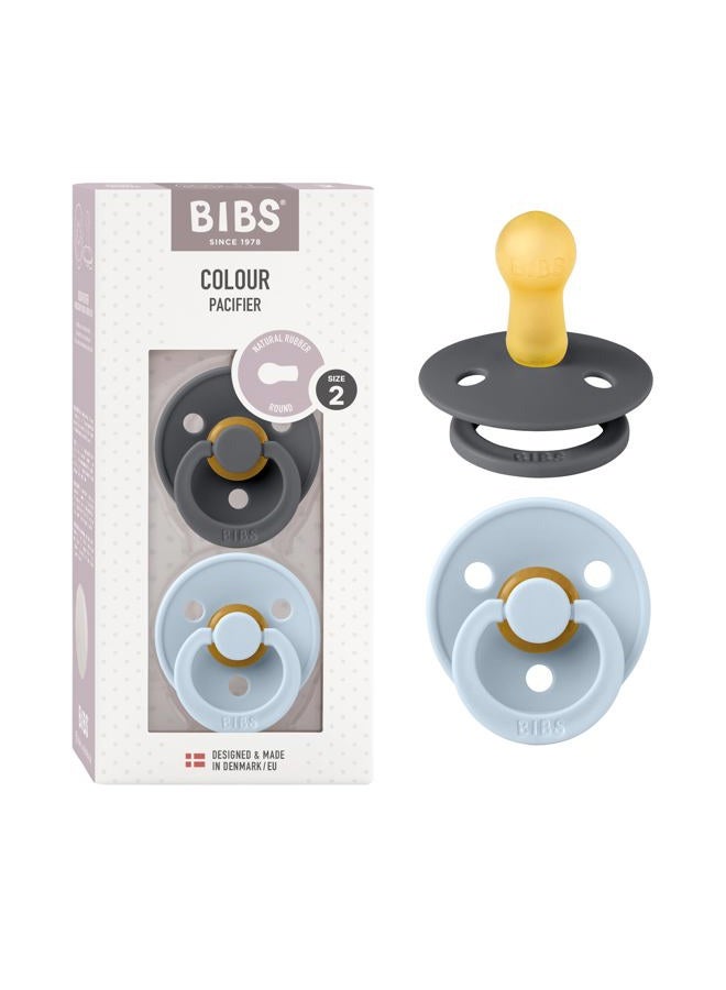 BIBS مجموعة مصاصات بيبس الملونة | مصاصة أطفال من المطاط الطبيعي | مجموعة من 2 مصاصة خالية من BPA | مصنوعة في الدنمارك | 6+ أشهر (عبوة من 2) | أزرق غامق/أزرق فولاذي - Image 1