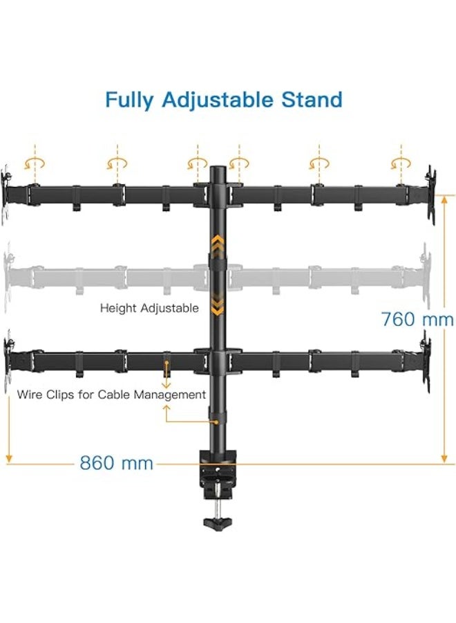 Heavy-Duty Quad Computer Monitor Mount – Fully Adjustable Articulating Arm Stand for 4 LCD Screens – Multi-Monitor Workstation Organizer with Universal VESA Support – Black. - Image 5