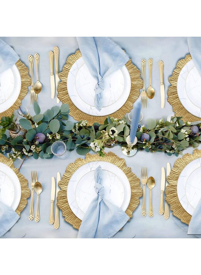 10 قطع من أطباق شحن الشعاب المرجانية، 13 بوصة من البلاستيك المزهر لحفلات الزفاف والعشاء والزفاف والحفلات والمناسبات والديكور (ذهبي) - Image 4