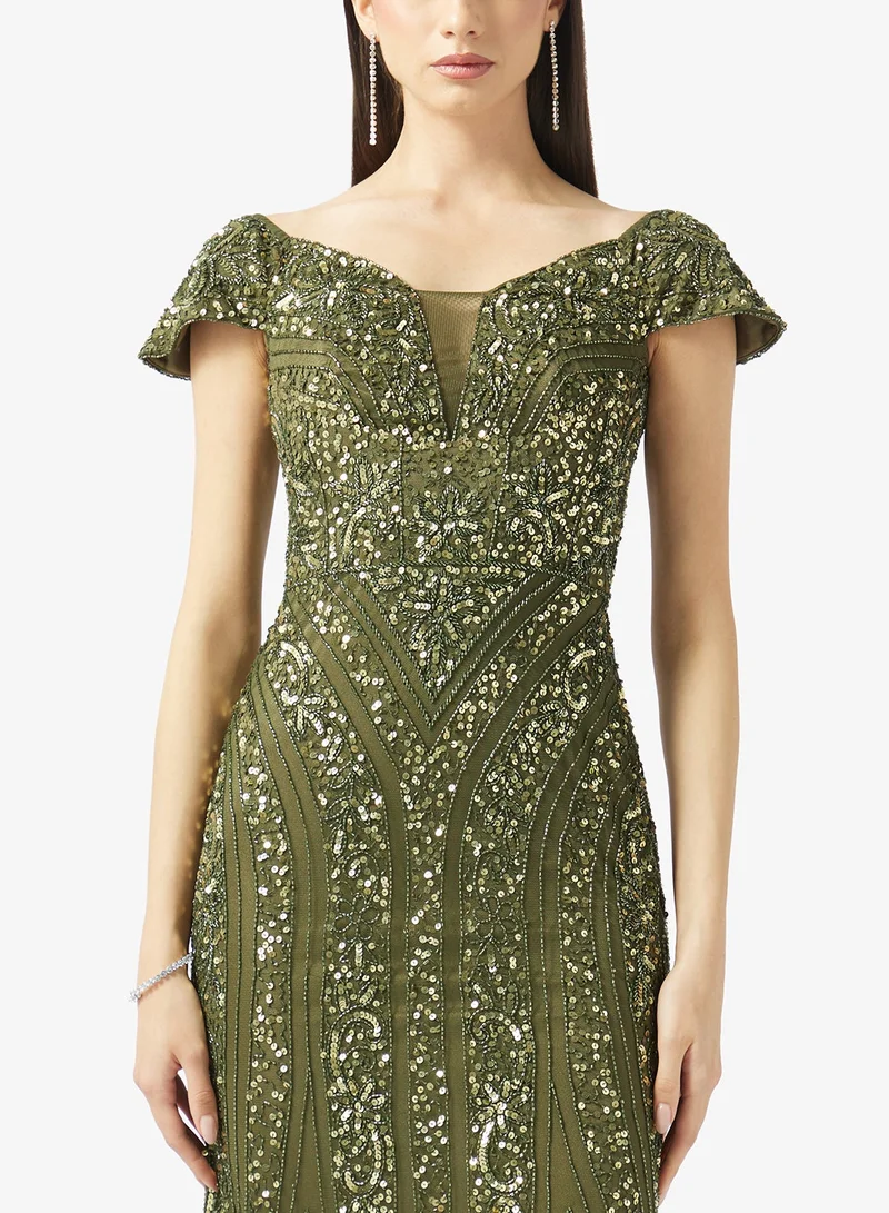 BEAUUT  Sequin Detail Maxi Dress for Women | Best Price UAE