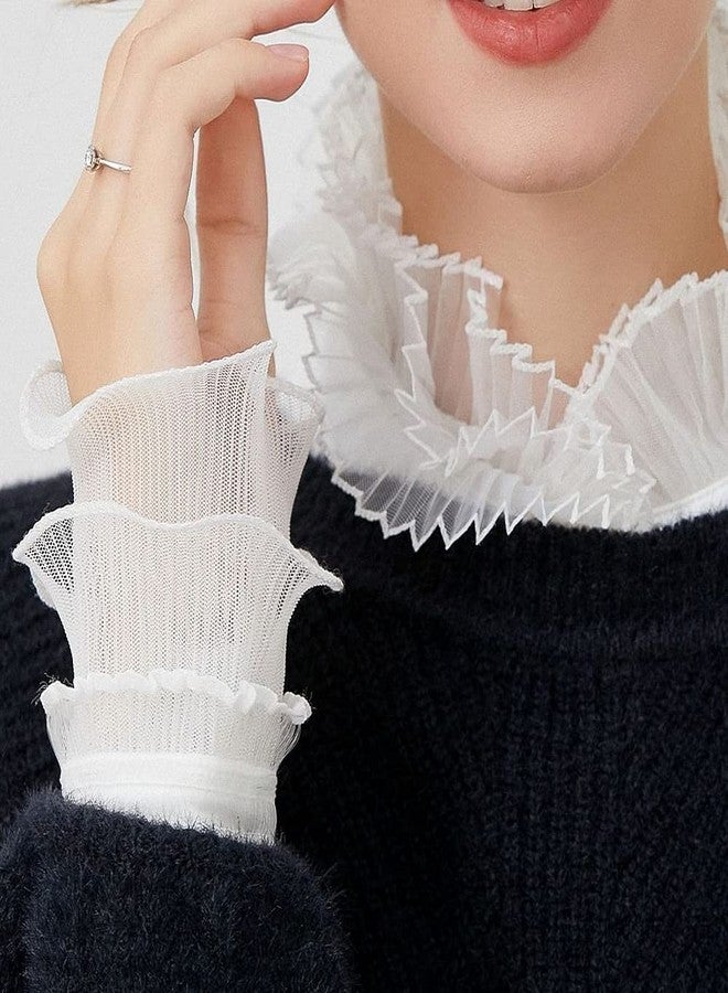 YAKEFJ Wrist Cuffs Winter Layered Cuff Detachable False Sleeves for Women Girls - Image 2