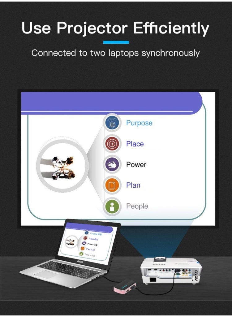 VENTION 2 In 1 Out VGA Switcher 1M Black Metal Type Model # DBCBF - Image 2