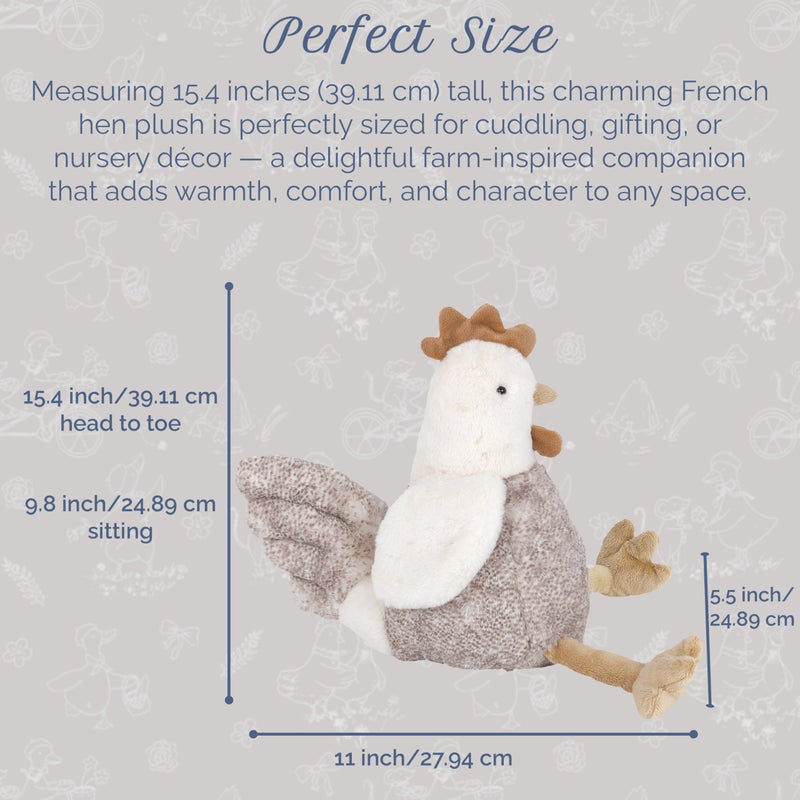 MON AMI Hester The French Hen Stuffed Animal | 15-Inch Chicken Plush Stuffed Toy | Cute Farm Animal Ideal for Nursery Room DÃ©cor | Great for Kids of All Ages - Image 3
