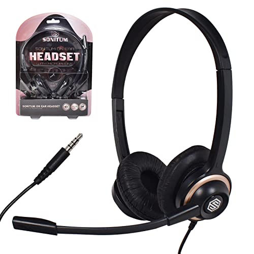 Sonitum Headset with Microphone - Noise Canceling Computer Headset for Office, Meetings, Chat- Comfortable Over-Ear PC Headphones with Rotating Mic- 3.5 Jack for Universal Connectivity (1 Pack) - Image 1