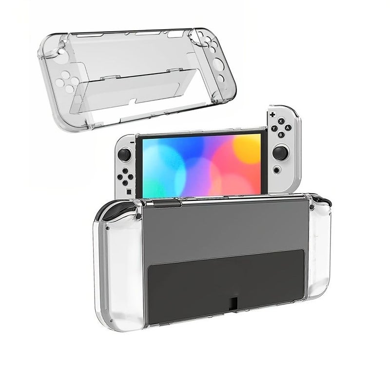 حافظة شفافة بلورية مع حامل لجهاز Switch OLED، غطاء واقي متين قابل للفصل. - Image 4