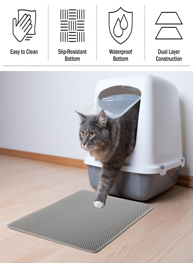 PETMAKER Cat Litter Mat - 24x15-Inch Waterproof Litter Box Mat with Dual-Layer Honeycomb Design for Trapping Litter - Slip-Resistant Cat Mat by PETMAKER (Gray) - Image 4