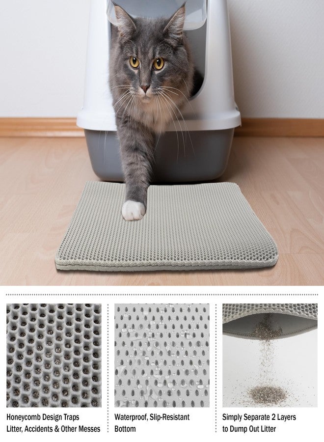 PETMAKER Cat Litter Mat - 24x15-Inch Waterproof Litter Box Mat with Dual-Layer Honeycomb Design for Trapping Litter - Slip-Resistant Cat Mat by PETMAKER (Gray) - Image 3