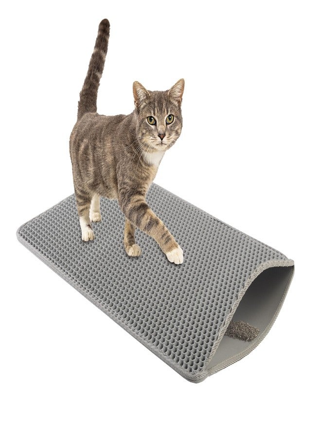 PETMAKER Cat Litter Mat - 24x15-Inch Waterproof Litter Box Mat with Dual-Layer Honeycomb Design for Trapping Litter - Slip-Resistant Cat Mat by PETMAKER (Gray) - Image 1