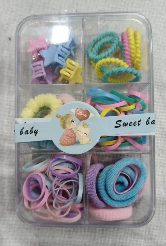 Generic Soft and Durable Elastic Hair Ties Baby Hair Rubber Bands for Thin and Thick Hair Cotton Ponytail Holders for Kids Perfect for Quick and Easy Hairstyles 21HairTie2  - Image 1