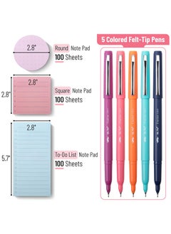 Mr. Pen Sticky Noted Gift Box 305 Pcs Pastel Colors Sticky Note Set Planner Sticky Notes Round Sticky Notes Square Sticky Notes Mini List Sticky Sticky Notes Felttip Pens Note Pads And Pens  - Image 2