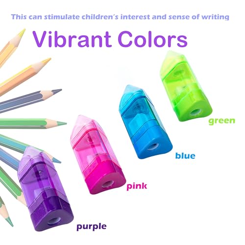 Alpurple 20 PCS Manual Pencil Sharpener with Eraser-2 in 1 Single Hole Triangular Shape Handheld Crayon Sharpener with Receptacle and Eraser for School, Office and Home Supplies - Image 5