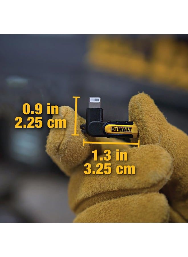 DEWALT محول 3.5 مم إلى لايتنينغ، موصل L بزاوية 90 درجة أنثوي إلى موصل سماعة رأس 3.5 مم ذكري لجهاز iPhone، متوافق مع ملحق لايتنينغ من Apple إلى موصل سماعة رأس 3.5 مم، يتكيف مع الأجهزة القديمة - Image 5
