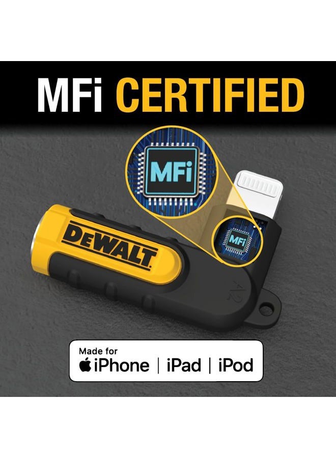 DEWALT محول 3.5 مم إلى لايتنينغ، موصل L بزاوية 90 درجة أنثوي إلى موصل سماعة رأس 3.5 مم ذكري لجهاز iPhone، متوافق مع ملحق لايتنينغ من Apple إلى موصل سماعة رأس 3.5 مم، يتكيف مع الأجهزة القديمة - Image 2