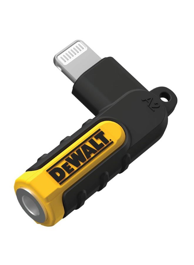 DEWALT محول 3.5 مم إلى لايتنينغ، موصل L بزاوية 90 درجة أنثوي إلى موصل سماعة رأس 3.5 مم ذكري لجهاز iPhone، متوافق مع ملحق لايتنينغ من Apple إلى موصل سماعة رأس 3.5 مم، يتكيف مع الأجهزة القديمة - Image 1
