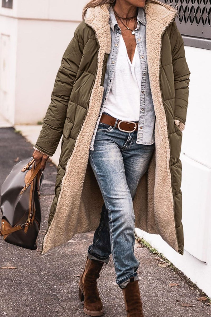Women's Reversible Quilted Hooded Puffer Jacket Warm Thick Winter Coat - Image 2