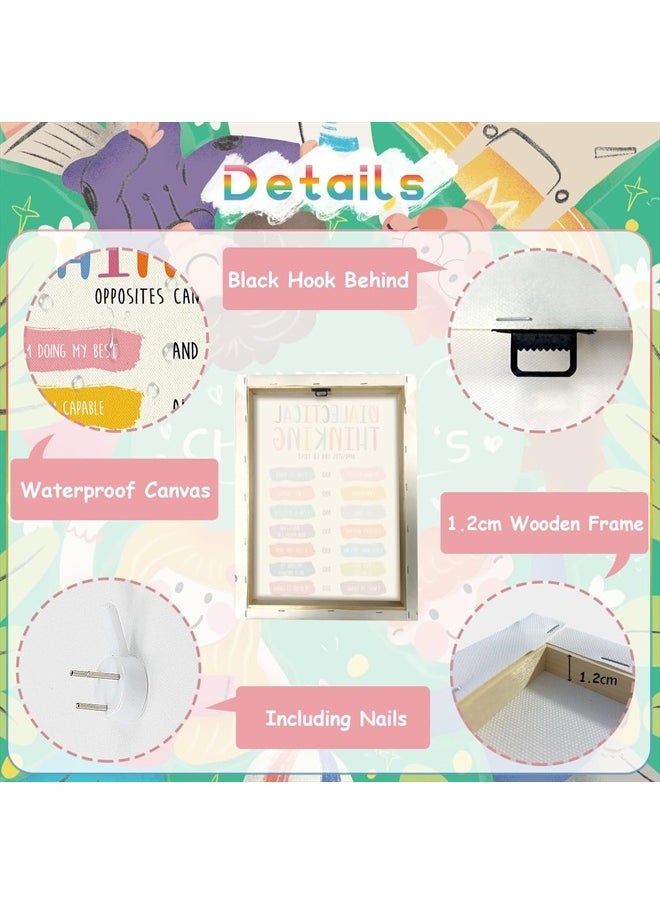 KAIRNE - Mental Health Decor,Feelings Chart coping Skills Poster,Rainbow Inspirational Set Of 6(8X10inch,framed),Educational Calming Corner Sign For Kids School Counselor Classroom Therapy Office Decor - Image 1