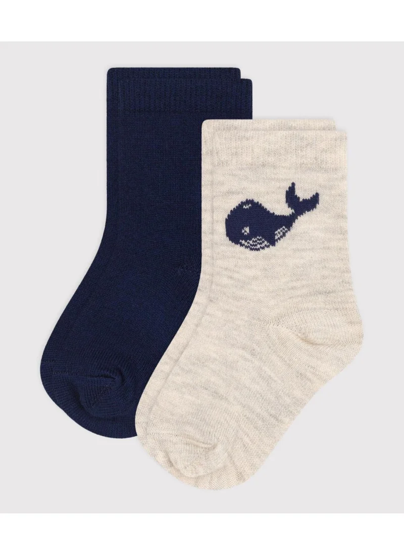 Petit Bateau Babies' Whale Cotton Socks - 2-Pack