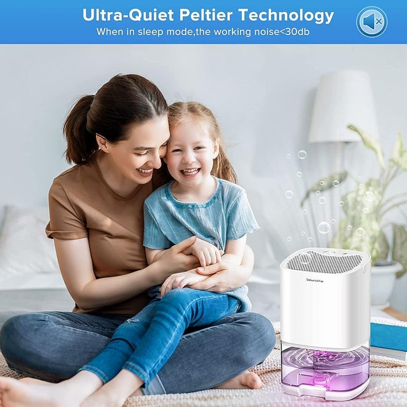 Arabest Home Dehumidifier 1000ML Dehumidifier for 2500 cu ft (260 sq ft) Two Working Modes and 7 Color LED Lights Silent Portable Mini Dehumidifier for Basement Bedroom Bathroom Cabinet RV (White) - Image 4