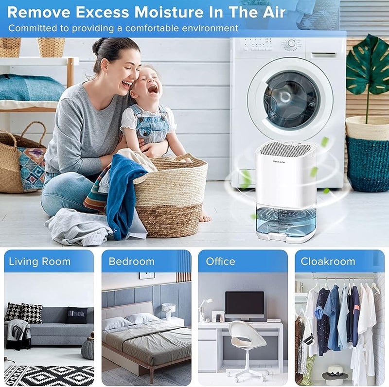 Arabest Home Dehumidifier 1000ML Dehumidifier for 2500 cu ft (260 sq ft) Two Working Modes and 7 Color LED Lights Silent Portable Mini Dehumidifier for Basement Bedroom Bathroom Cabinet RV (White) - Image 5