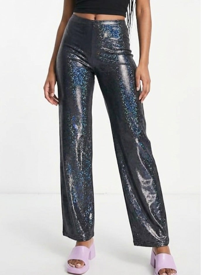 Women glowy metallic lycra pants - Image 1