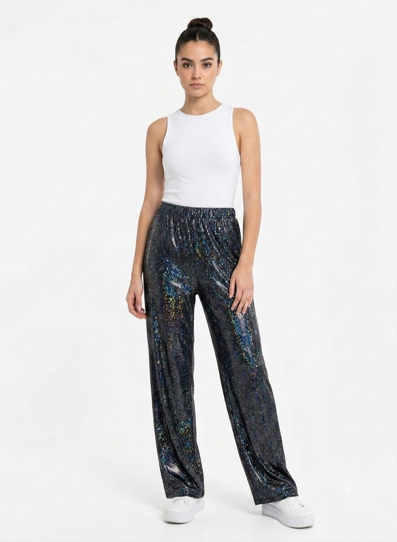 Women glowy metallic lycra pants - Image 3