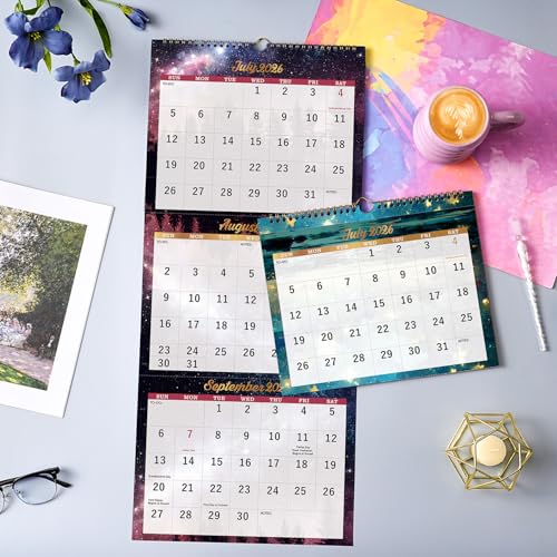 Pinchoco Calendar 2026-2027 - 3 Month Wall Calendar Vertical Display (Folded in a Month), April 2026 - July 2027, 11" x 26", 3 Month Calendar, 2026-2027 Wall Calendar with Thick Paper, To-do & Notes - Green - Image 2