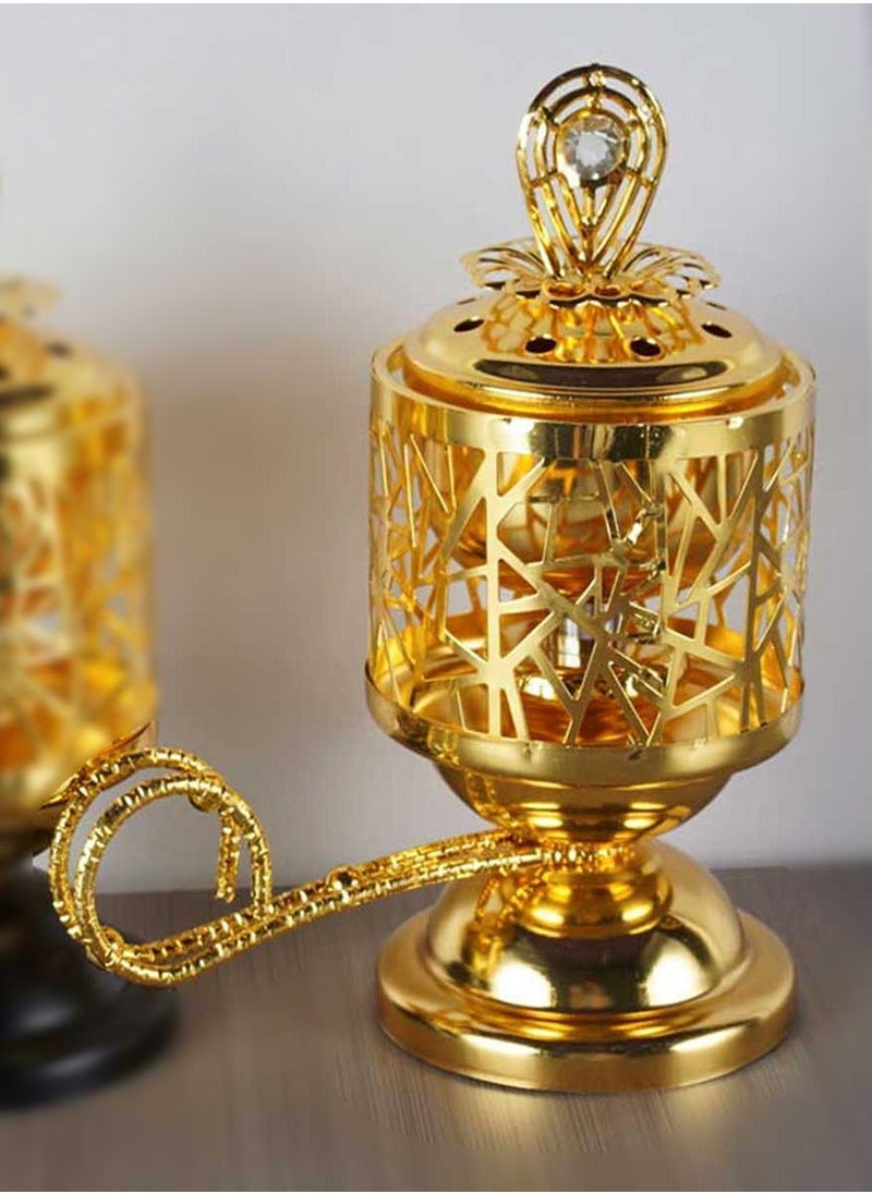 بخور بوسيدين مبخرة عود عربية بتصميم أنيق لعطر المنزل والمكتب - قطعة واحدة باللون الذهبي  - Image 1