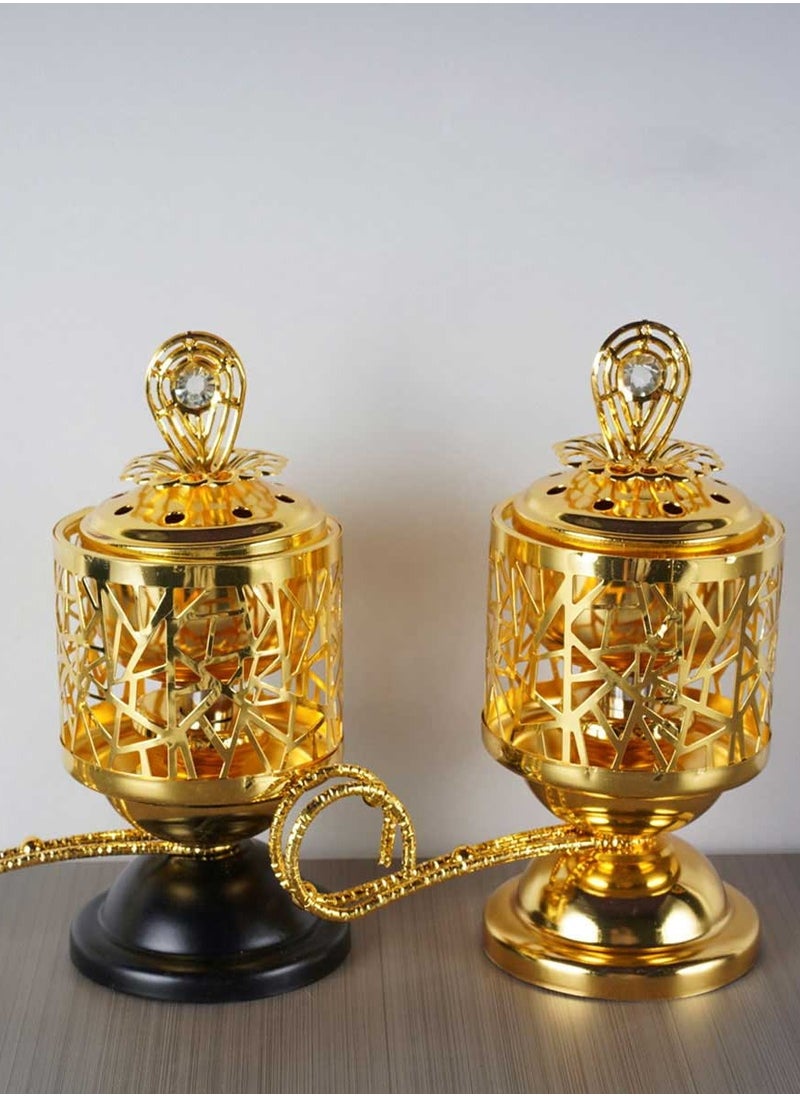 بخور بوسيدين مبخرة عود عربية بتصميم أنيق لعطر المنزل والمكتب - قطعة واحدة باللون الذهبي  - Image 2