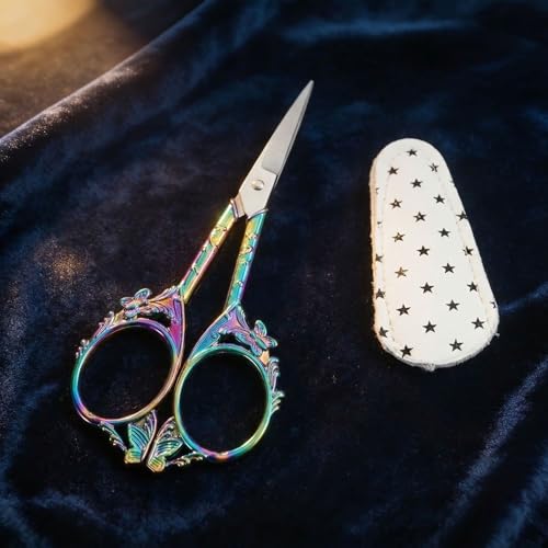 GLEXAL Crochet Scissors with Cover – Rainbow Vintage Small Embroidery Scissors, Sharp Butterfly Craft Scissors for Yarn Thread Sewing Needlework, Pretty Gift for Crocheter Quilter, 4.6 Inch - Image 4
