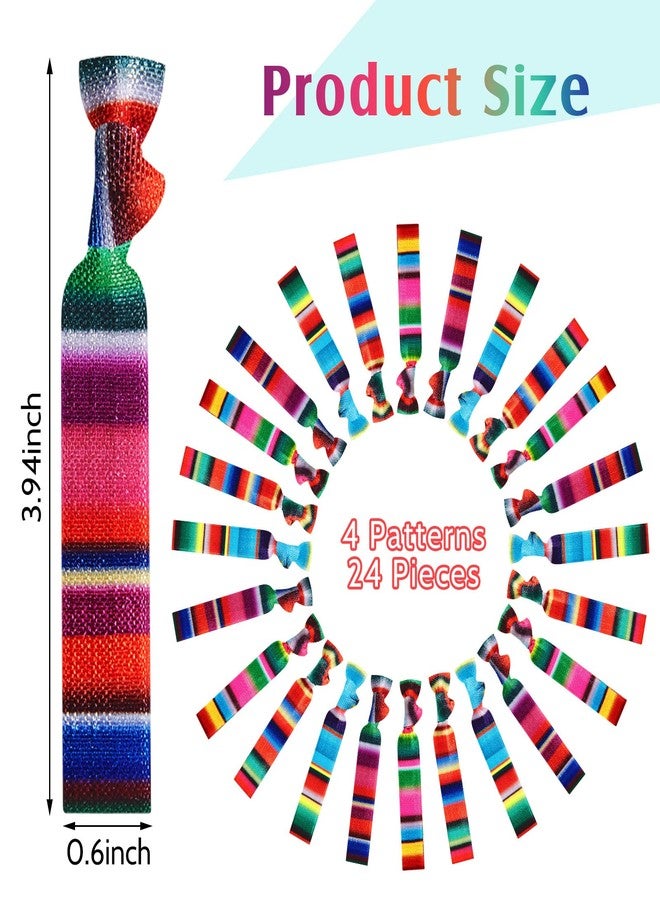 Syhood 24 Pcs Fiesta Hair Ribbons and Headbands No Crease Elastic Hair Ties for Women's Ponytails Christmas Thanksgiving Gifts Girls' Cinco De Mayo Accessories - Image 2