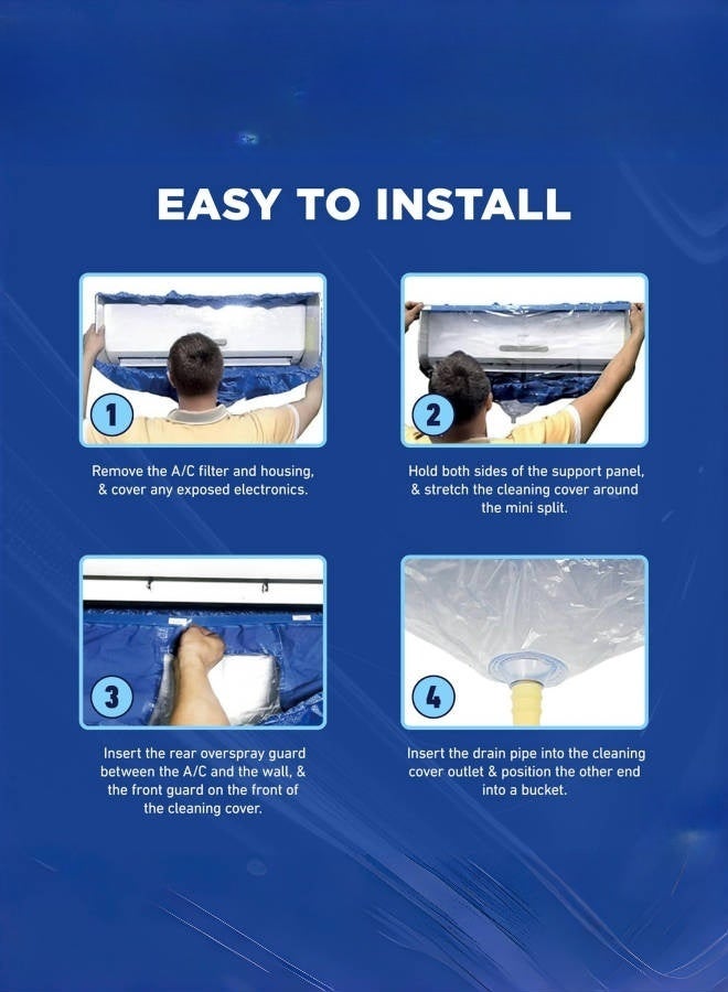 Air conditioner cleaning cover, dust removal cleaning bag, suitable for large 2P-3P wall-mounted air conditioner maintenance with tube (for air conditioners within 1.25 meters in length)  - Image 2