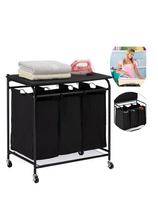 Laundry Sorter Hamper Sorter Cart with Foldable Ironing Board with Removable 3 Bags