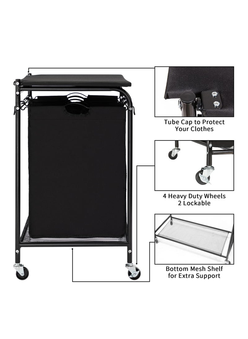 XiuWoo - Laundry Sorter Hamper Sorter Cart with Foldable Ironing Board with Removable 3 Bags - Image 1