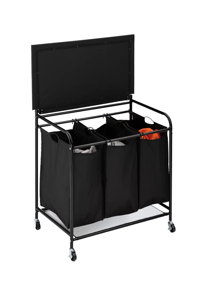 XiuWoo - Laundry Sorter Hamper Sorter Cart with Foldable Ironing Board with Removable 3 Bags - Image 1