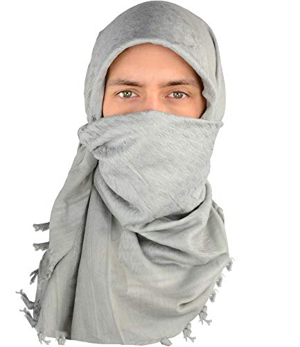 Mato & Hash Military Shemagh Tactical 100% Cotton Scarf Head Wrap - Silver CA2100-2 - Image 1