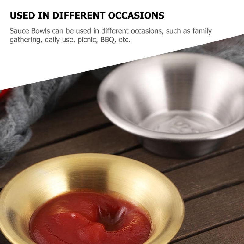 3 Piece Gold Stainless Steel Mini Sauce Bowls Condiment Dipping Cups For Kitchen Lunch Box - Image 4