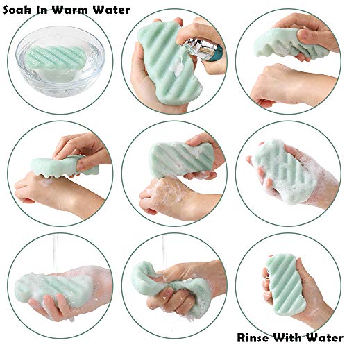 KECUCO 3 Pcs Konjac Bath Sponge for Kids, Babys, Infant, Toddler, 100% All Natural KONJAC Shower Body Sponges, 3 Colors and Extra Large Size, Safe for Oily, Dry, Combination or Sensitive Skin - Image 4