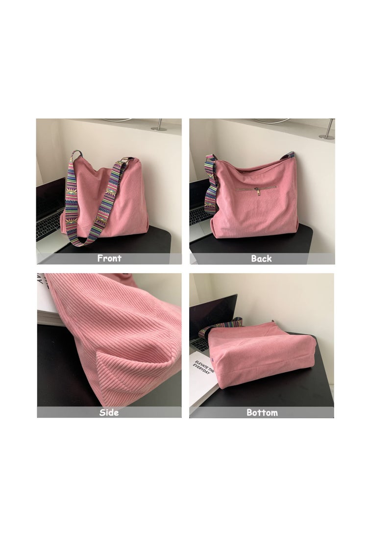 Excefore Stylish Handbag for Women, Corduroy Large Shoulder Bag, Stylish Satchel Shoulder Bag, Perfect for Everyday Use, Travel - Image 5