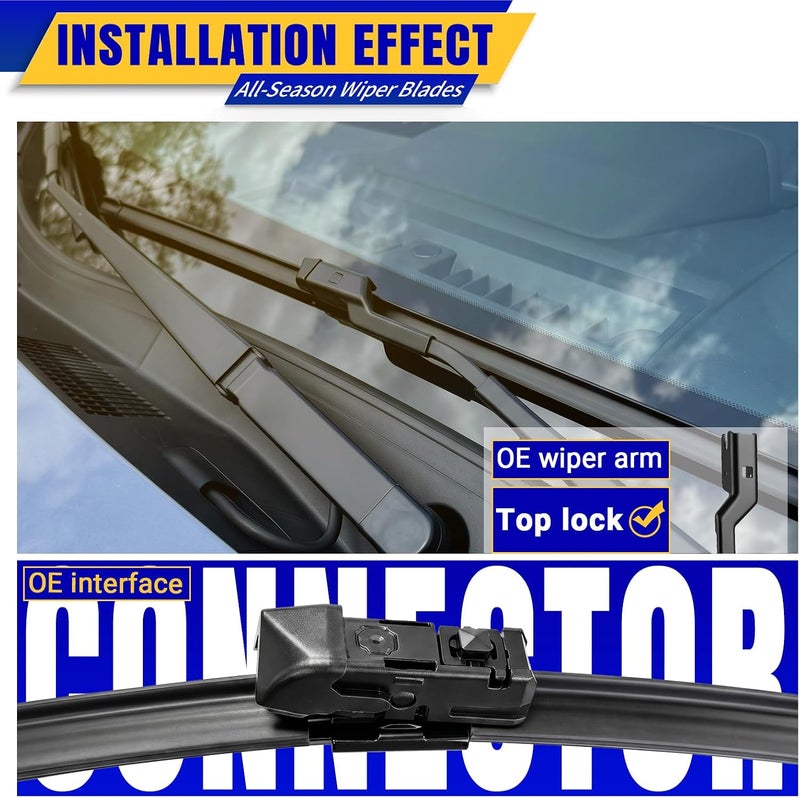 Rooppa Windshield Wiper Blades Original Equipment Replacement for 2017-2020 Mazda CX-5 2017-2020 Mazda CX-9 - (24in/18in/14in, Set of 3) - Image 3