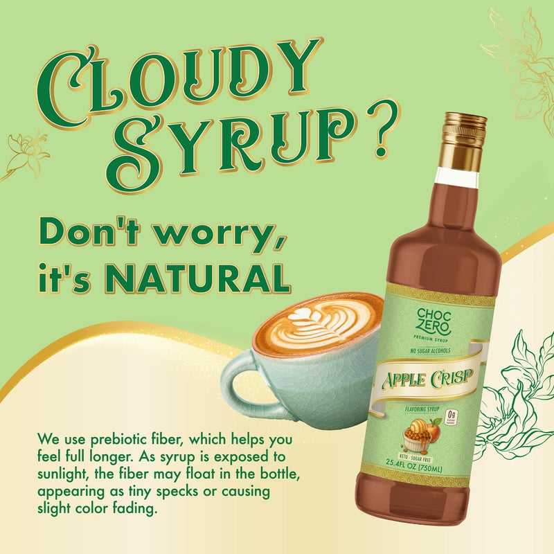 ChocZero Apple Crisp Flavoring Syrup, Sugar Free, Apple Crisp Flavor, Keto Friendly, Gluten Free, Vegan, Prebiotic Fiber, Concentrated Coffee & Beverage Syrup - 25.4 Fluid Ounces - Image 3